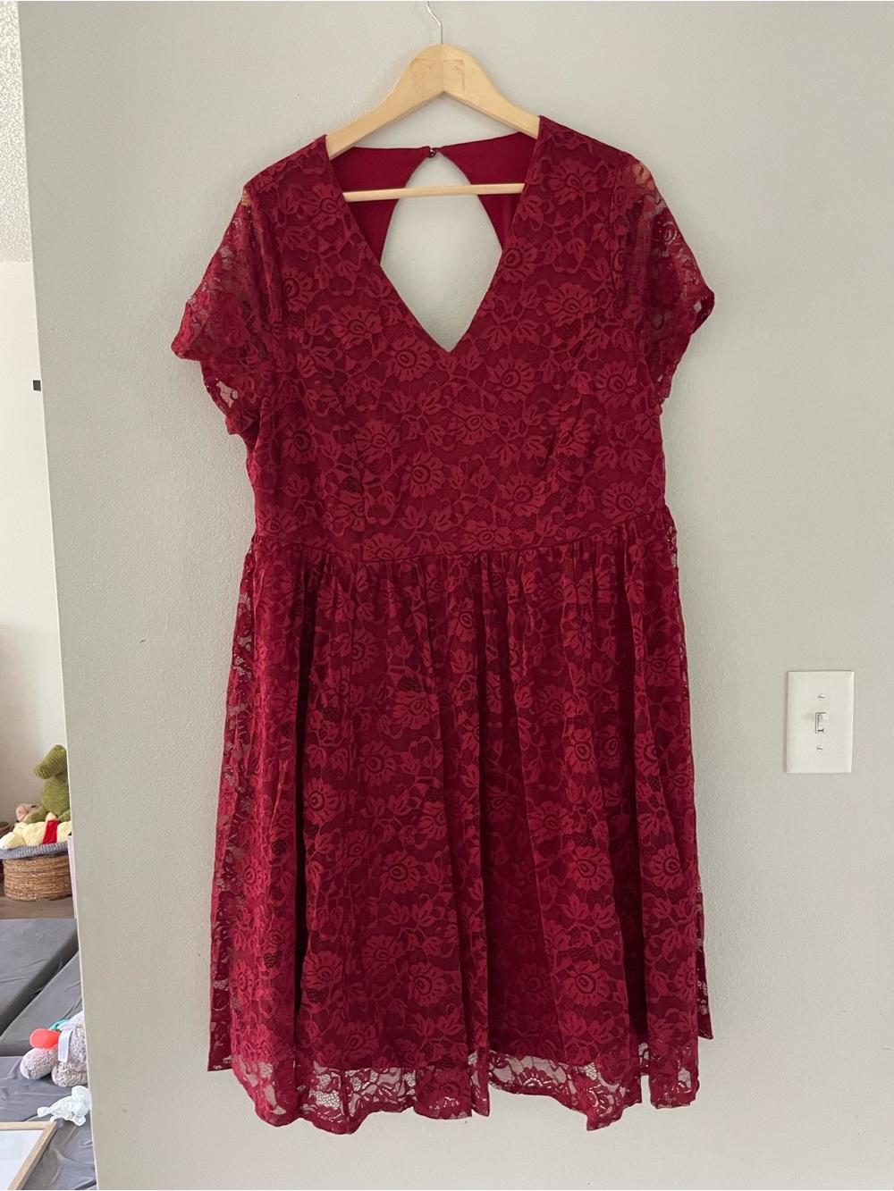 Torrid Red Lace V-Neck Fit & Flare Mini Dress